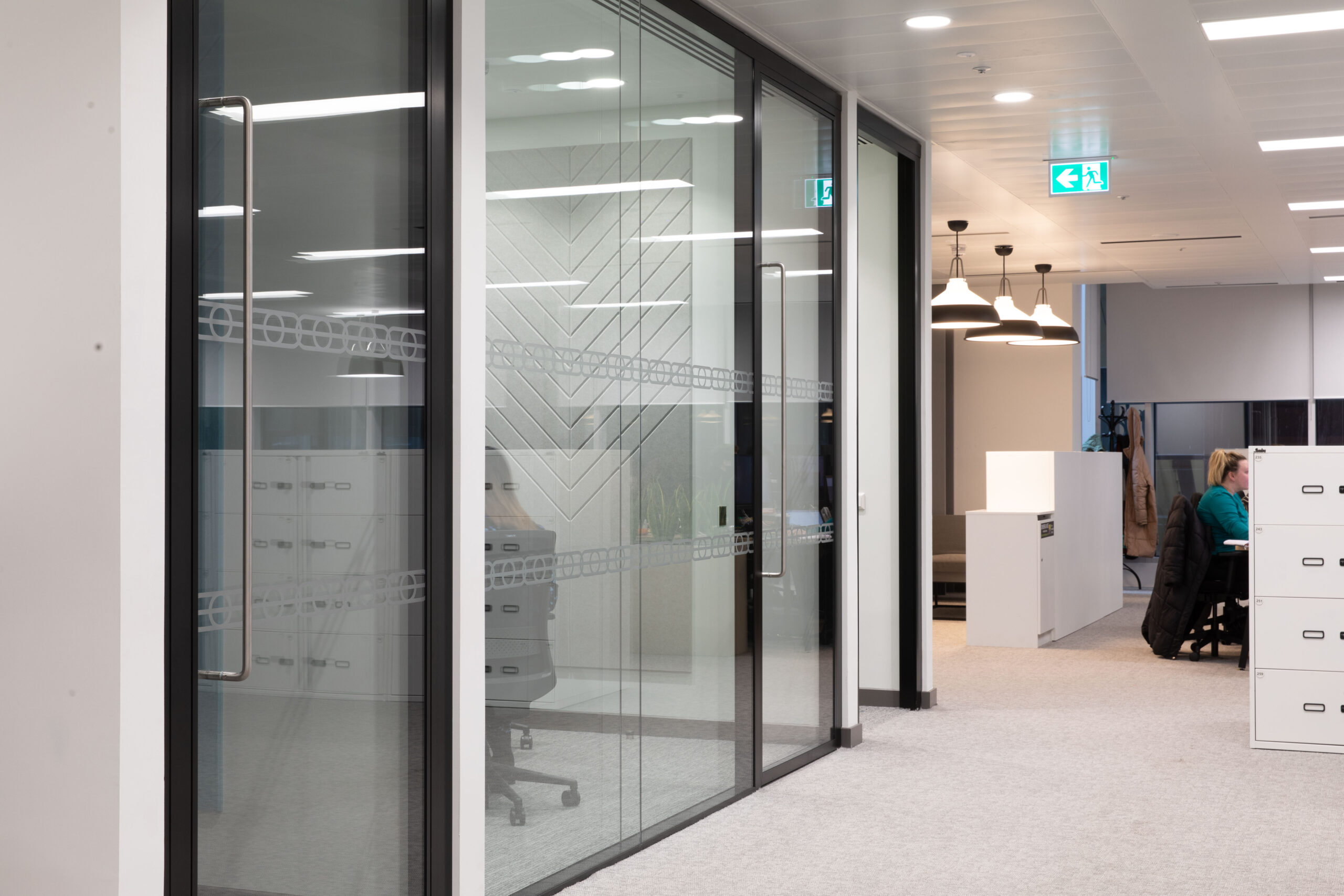 Acoustic glass installation team at work